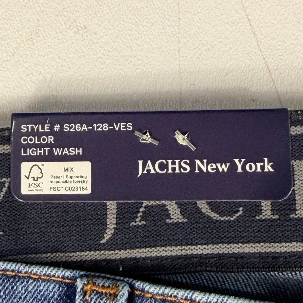 JACHS New York Mens 38x30 Straight Fit 5 Pocket Stretch Denim Jeans Light Wash